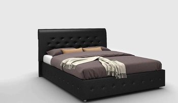 Кровать с мягким изголовьем Sleeptek Premier 1 Кожа Black